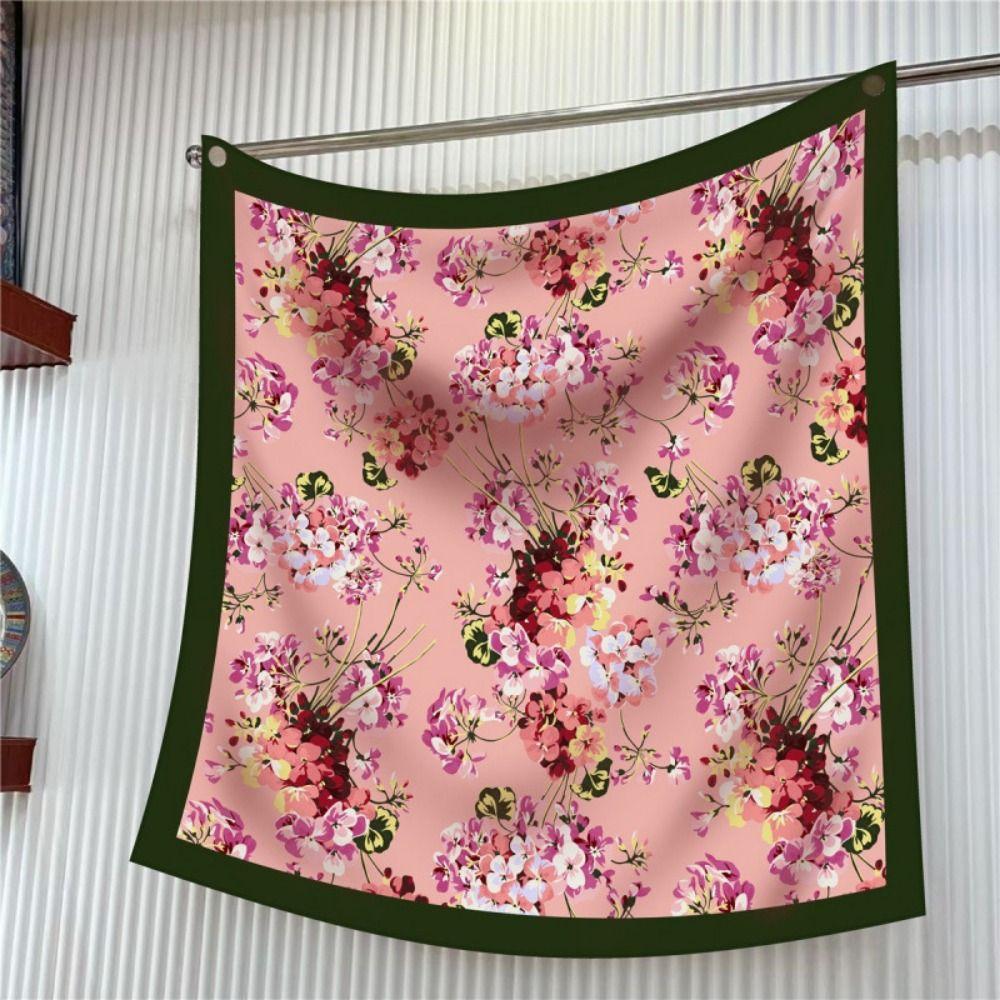 Luxury 90CM Twill Silk Scarf Wrinkle-Resistant Breathable Flower Print Scarf Lightweight Square Head Scarf Women Girl