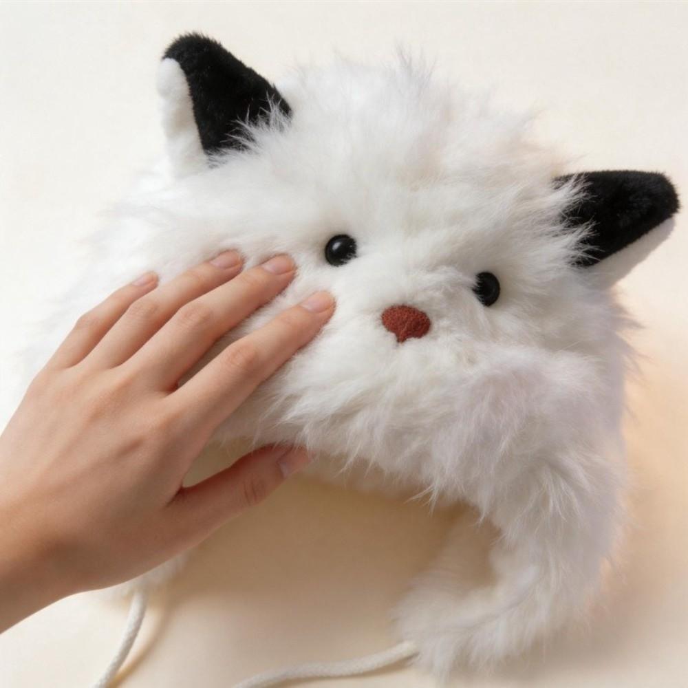 Ear Protection Plush Beanie Warm Lei Feng Cap Cute Faux Fur Hat for Women