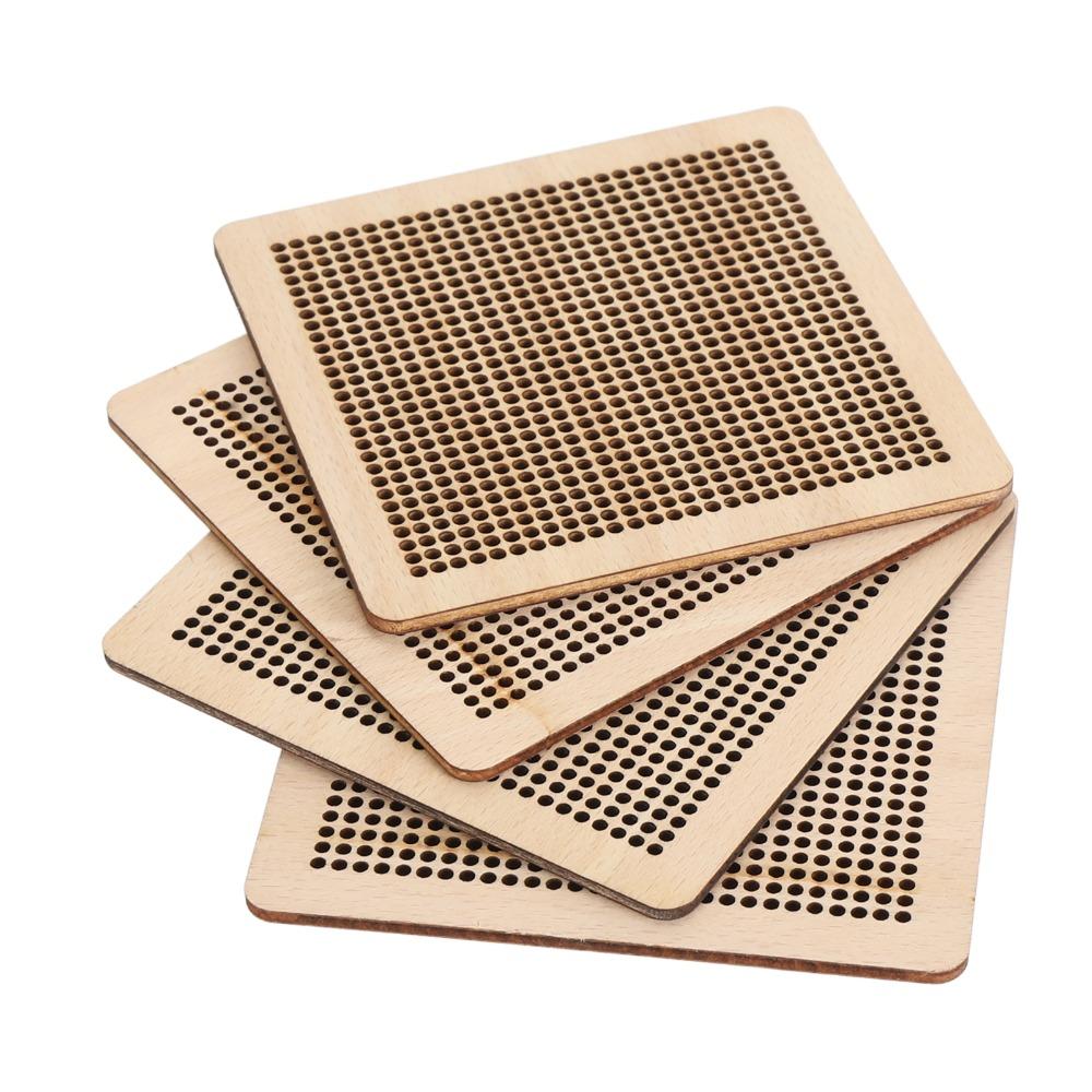 4pcs Hollow Design Needlepoint Board Set Wooden Embroidery Stitch Board For Crafters