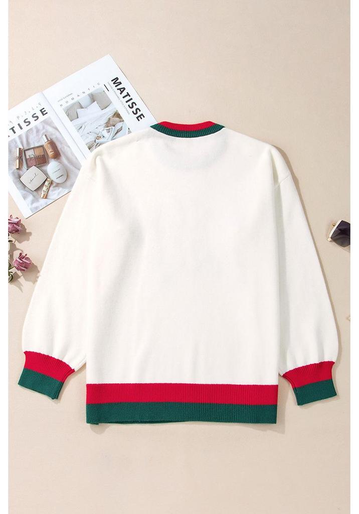 2025 Winter Plus Size Women's Color Block Thick Sweater - European American Fashion Round Neck Pullover