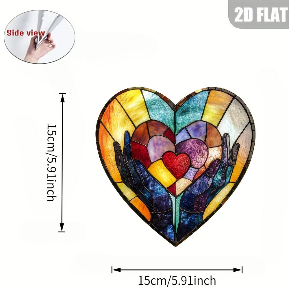 

1pc Handheld Heart-Shaped Sun Catcher, Garden Sun Catcher, Decorative Plaque and Ornament, Colorful Window Hanging, Floral Decoration, Holiday Gift 15*15cm