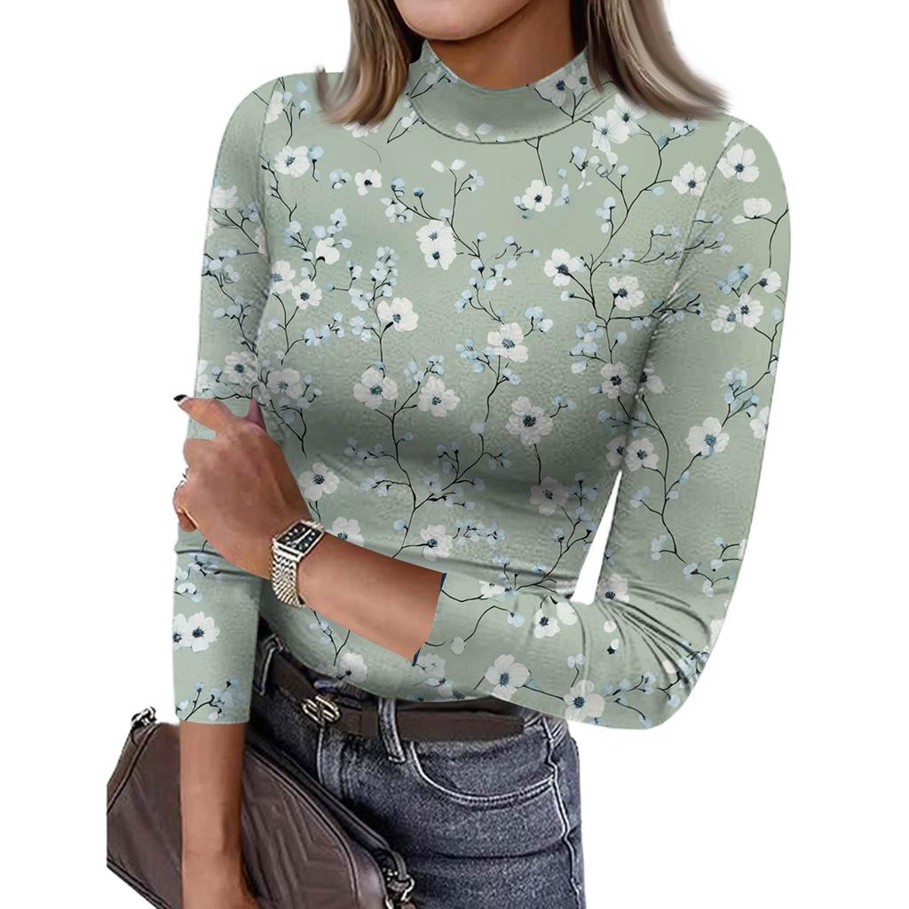 Dame T-skjorte Slim Fit Mote Casual Gradienttrykk Rund hals Pullover 3/4 Ermetopp