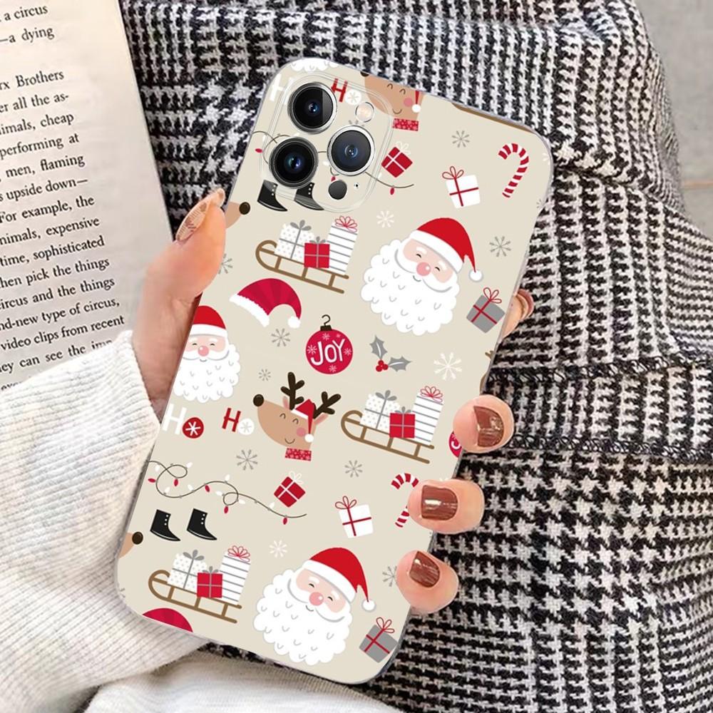 Christmas Cartoon New Year Phone Case For iPhone 15 14 11 12 13 Mini Pro XS Max Cover 6 7 8 Plus X XR SE 2020 Funda Shell