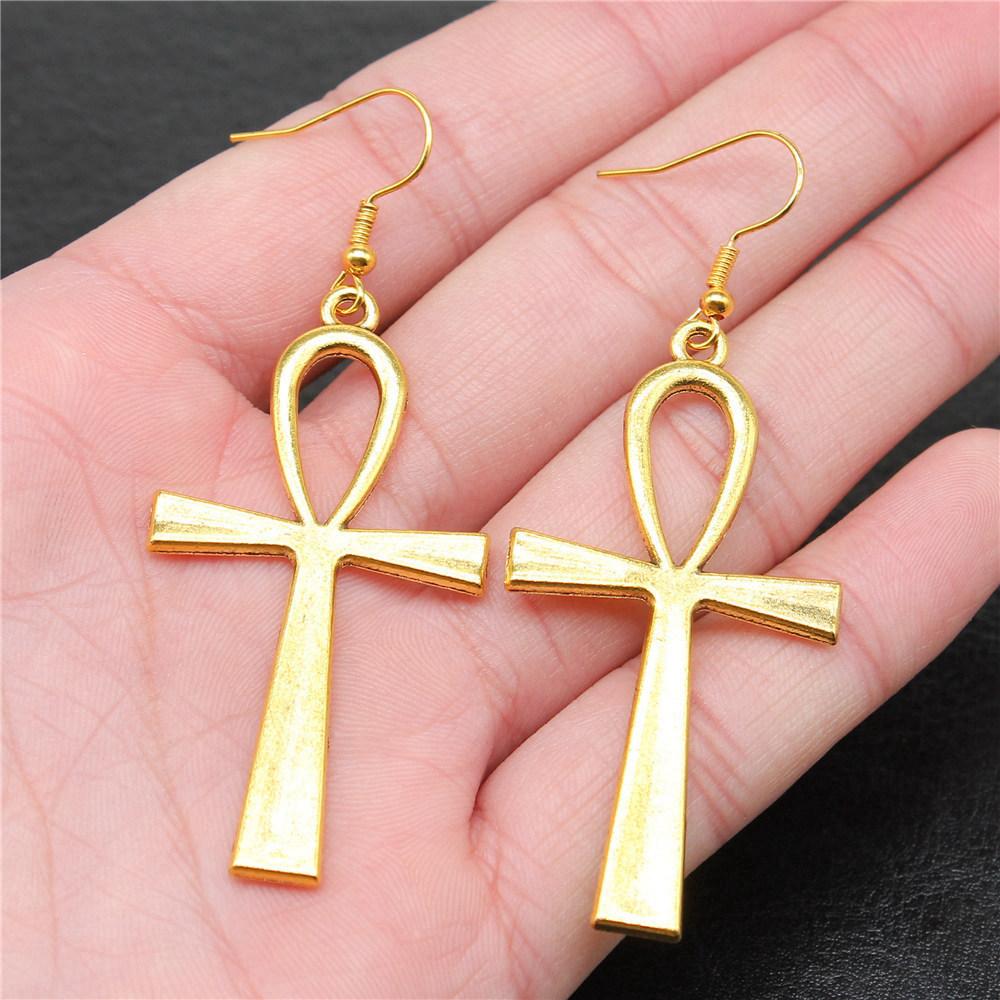 Classic Fashion Pharaoh Chief Ankh Cross Amulet Earrings Layered Valentine's Gift for Prom Nights