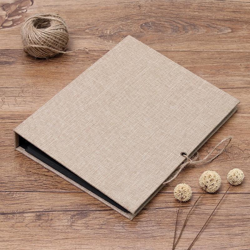 Simple Linen DIY Photo Album Adhesive Scrapbook Album Wedding Album Retro Family Large-Capacity Photo Album Creative Gifts