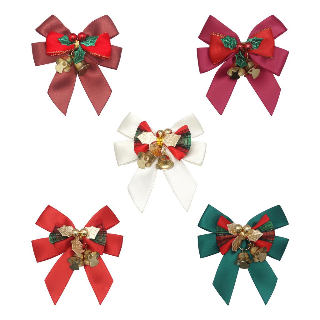 1 Holiday Party Decoration Four-ear Bow Christmas Wreath Pendant Bell Bow Pendant Decoration