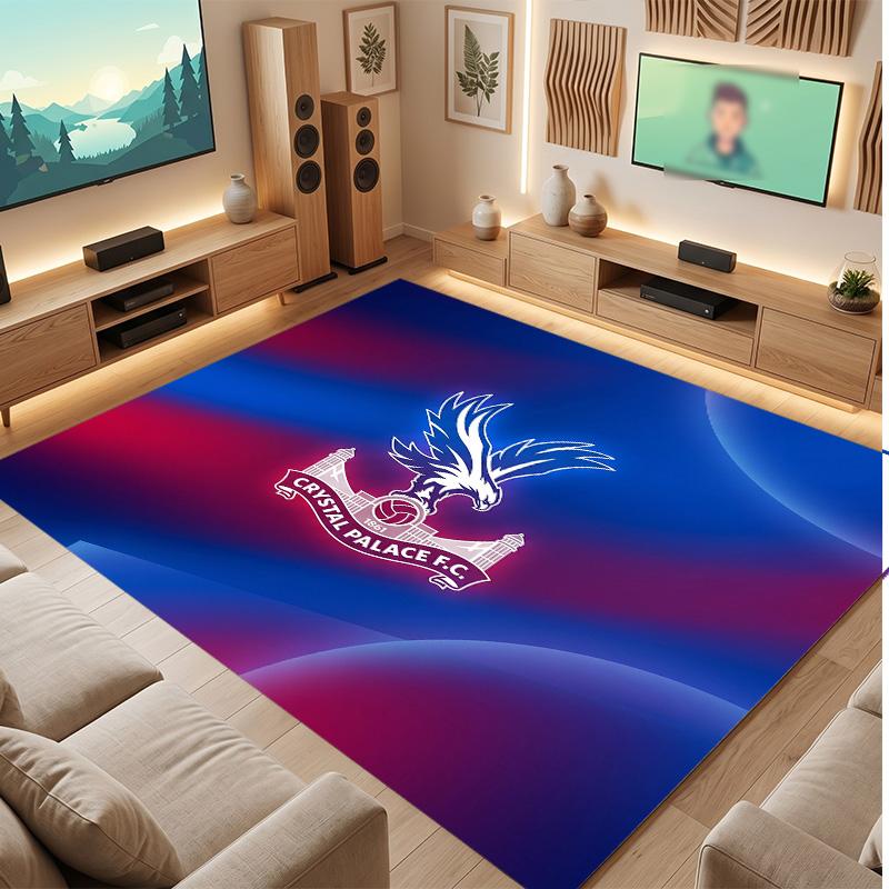 Tappeto in Velluto di Cristallo con Stampa del Crystal Palace Football, Comodo Assorbente d'Acqua Antiscivolo Tappeto per Pavimenti Interni