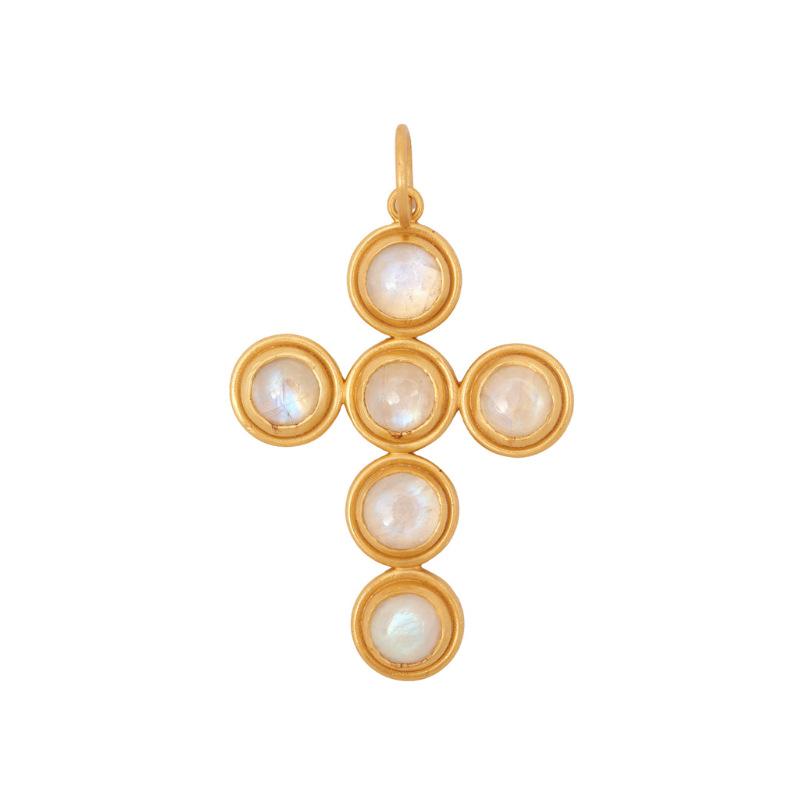 Gold Chain Colored Zircon Inlaid Cross Pendant Necklace Retro Light Luxury Gorgeous Personalized Necklace