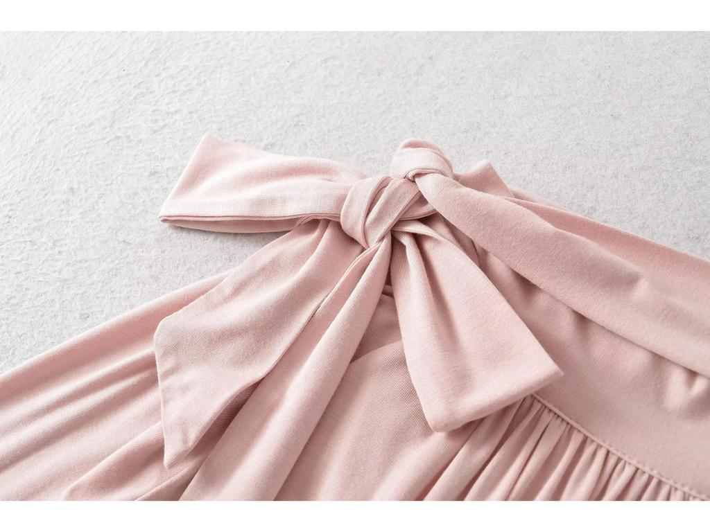 European Spicy Girl Stand Collar Ribbon Pleated Long Sleeve Waist-Cinching Cropped Top