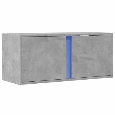 Wall Mounted TV Cabinet with LED Lighting Concrete Grey 80 X 31 X 35 Cm