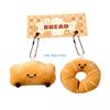 N80C 2Pcs Cartoon Bread Shaped Plush Stuffed Toy With Keychain Lover Gift