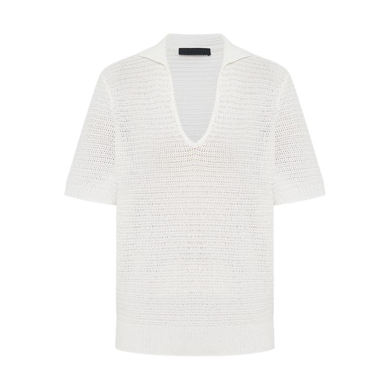MO&Co. 2025 Summer French Style V-Neck Knit Polo Shirt