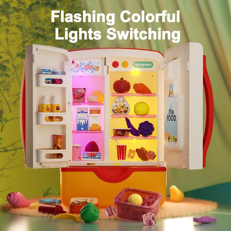 Detská mini elektrická chladnička s dvoma dverami Simulovaná hra Hra na predstieranie Varenie jedla Kuchynské Varenie Role Hračky Chlapci Dievčatá Darček Doplnky