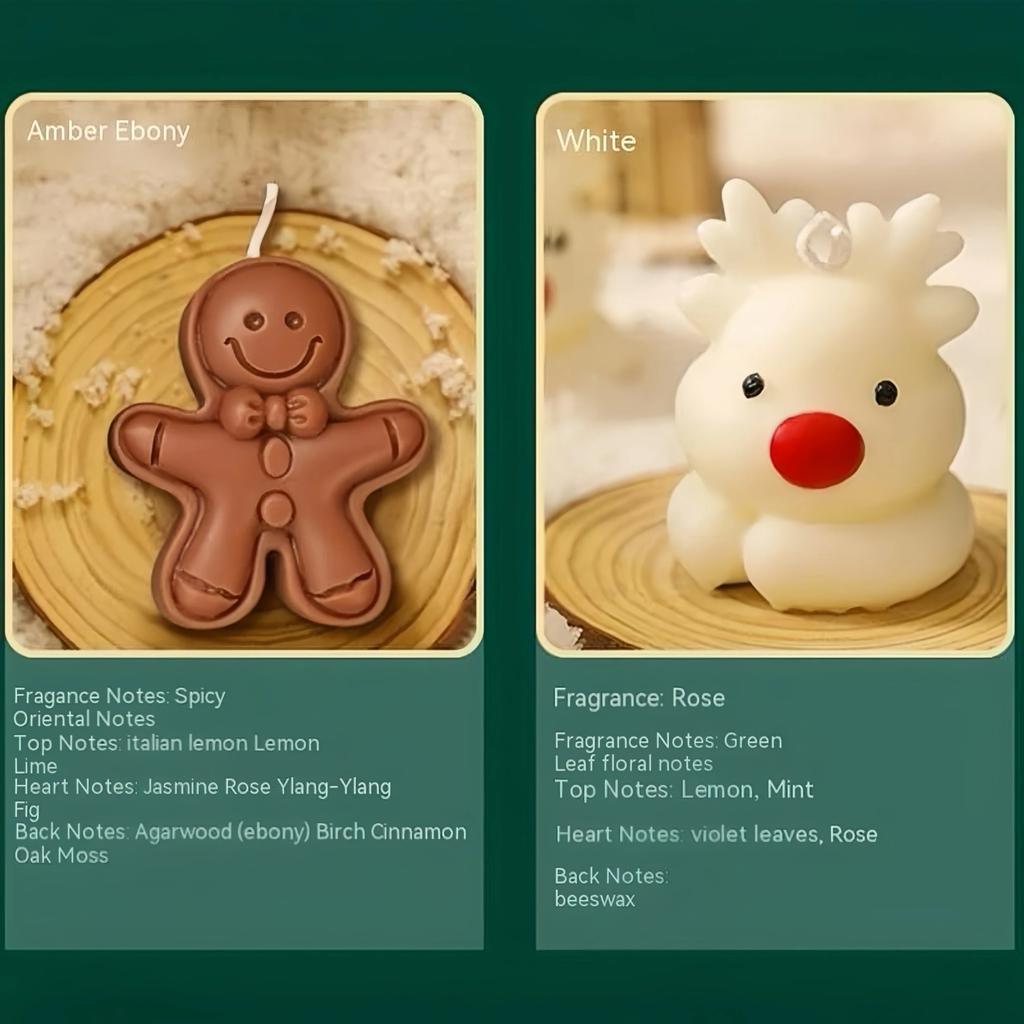 Weihnachtsgeschenkset Handgemachte Duftkerze Geschenkbox Weihnachtsbaum Rentier Strumpf Lebkuchenmann Grüne Handschuhe Schneemann