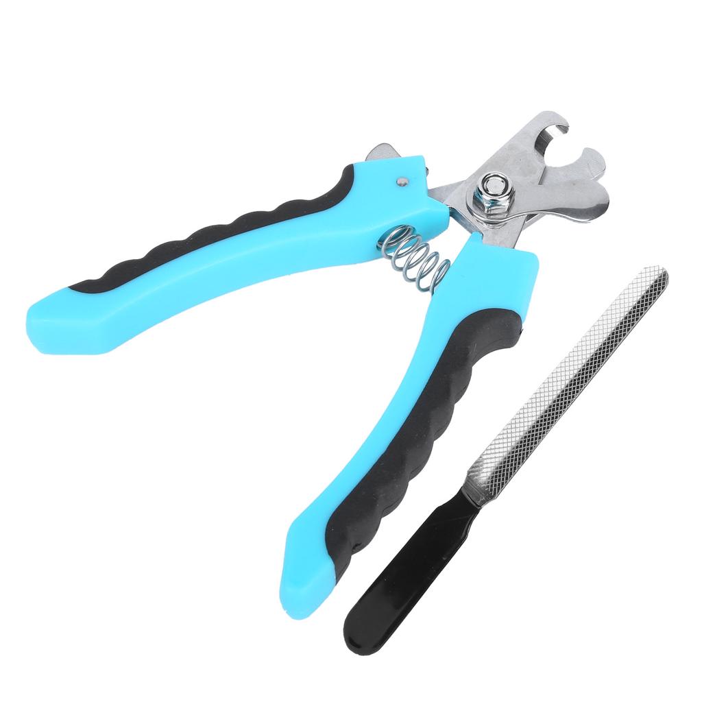 Pet Nail Clipper Set Dog Stainless Steel Nail Trimmer Safety Guard To Avoid OverCutting(Lake Blue Large )