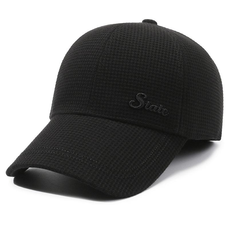 

Мужская новая зимняя теплая шапка для среднего и пожилого возраста, клетчатая, ветрозащитная, с ушами, флисовая, утолщенная бейсболка Adjustable чёрный