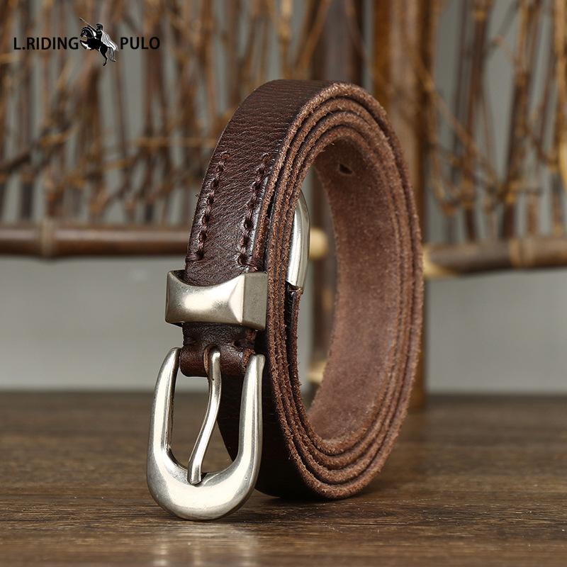 Genuine Leather Belt for Women with Pin Buckle Korean Style Trendy All-match Personality Retro Pure Cowhide Pants Belt Waist Belt