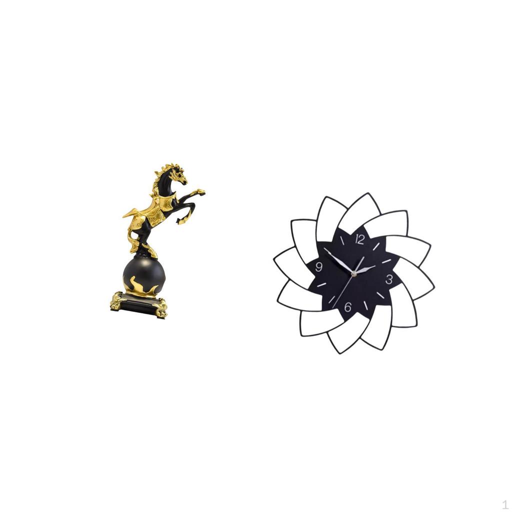 Acrylic Wall Clock Modern Statue Collection Horse Figurine Animal Sculpture for Bedroom Living Room