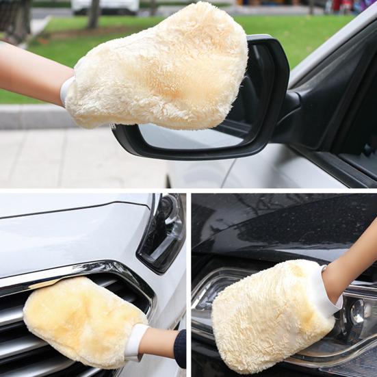 1 Stück Auto-Reinigungshandschuh doppelseitiger Fleece Große Handfläche Fusselfreies Auto-Reinigungszubehör Auto-Fleece-Waschhandschuhe für Automobile
