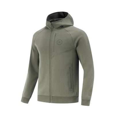 Li Ning Wade Series Bluza z kapturem zapinana na zamek w jednolitym kolorze Męskie bluzy herbacianozielone AWDV045-2