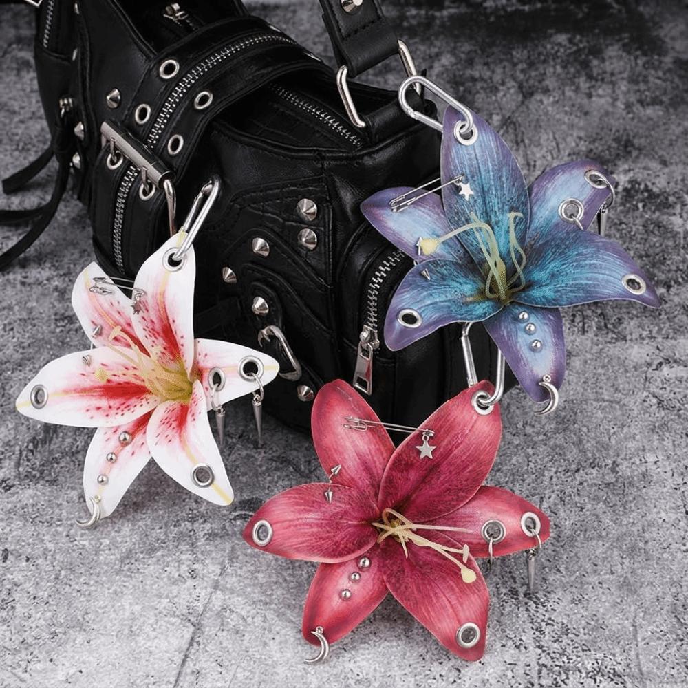 Backpack Decoration Orchid Lily Keychain Simulation Flower Backpack Hangings Decor Gifts
