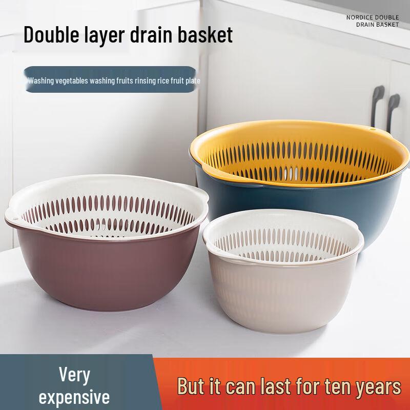 Double-Layer Produce Washing Strainer Basket Set
