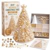 Kit de manualidades para árbol de Navidad con cuentas DIY, Mini árbol de cuentas con adorno superior exquisito, Decoración de mesa navideña hecha a mano para el hogar Christma