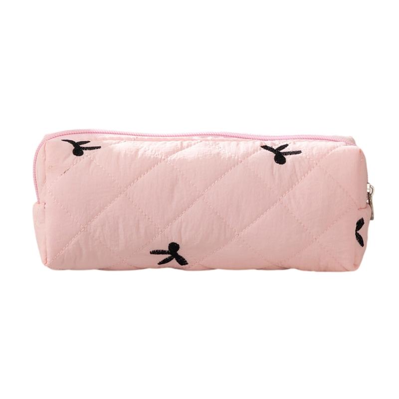 Bowknot Pattern Pencil Case for Student Girl Women Large Capacity Pen Pouches Pencil Organizers Bag Travel Cosmetic Bag