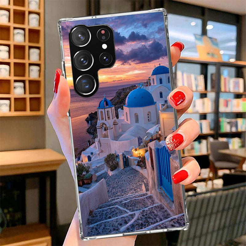 Griechenland im Sommer Santorini Handyhülle für Samsung Galaxy S26 S25 Edge S24 Ultra S23 S22 Plus S21 S20 FE Weiche Hülle Galaxy