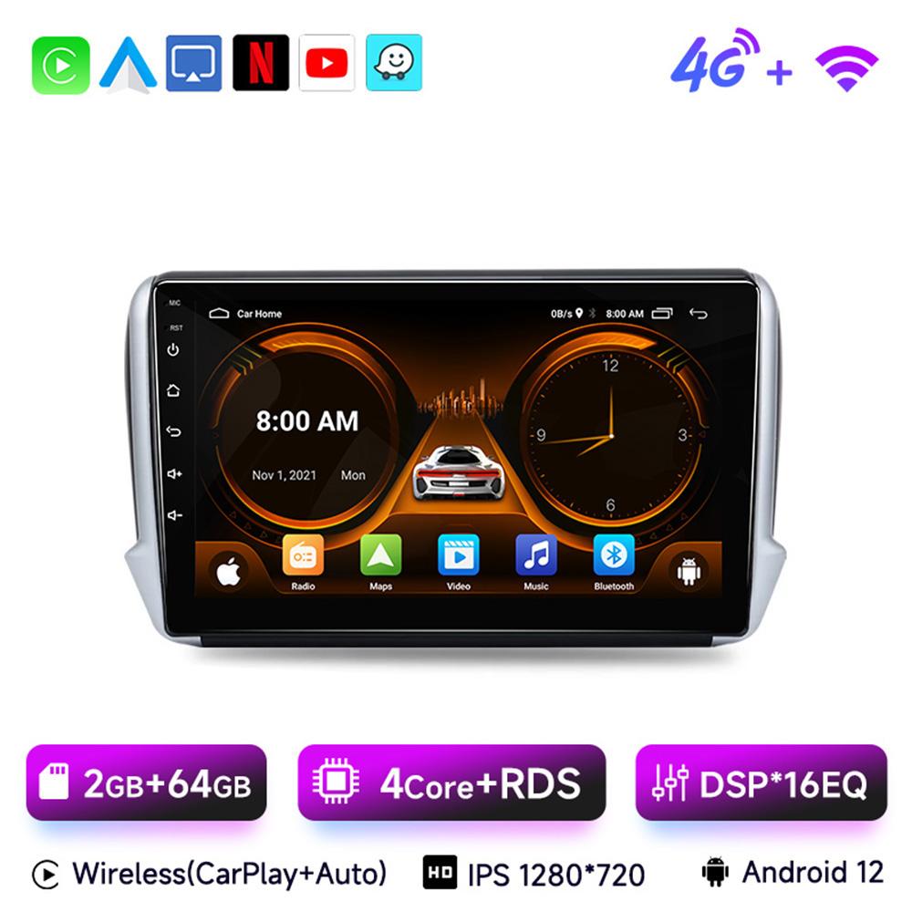 JIUYIN Android 13 Car Radio For Peugeot 2008 208 2012 - 2018 Wireless CarPlay  Auto Car Intelligent Systems No 2 Din 2din DVD