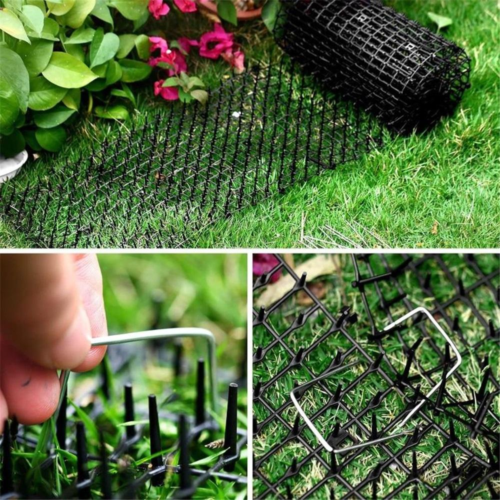 Anti-Cat Mat with Spikes - 2m Long Pet Repellent Mat for Garden, Fences, Sofa, Protect Plants from Cats & Dogs, Deterrent Mat with 8 Ground Anchors