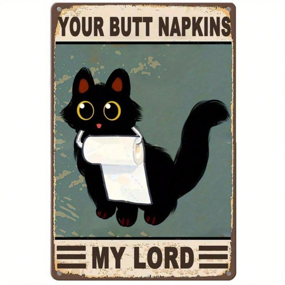 Vintage Aluminum Black Cat Metal Sign Wall Art Decoration 8x12 Inch