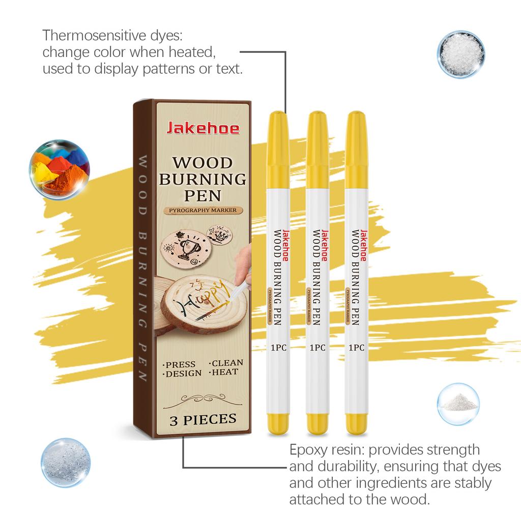 3PCS Diy Wood Burning Pen Scorch For Wood Burning Branding Art Decor Combustion Painting Creative Entertainment Marker Pen