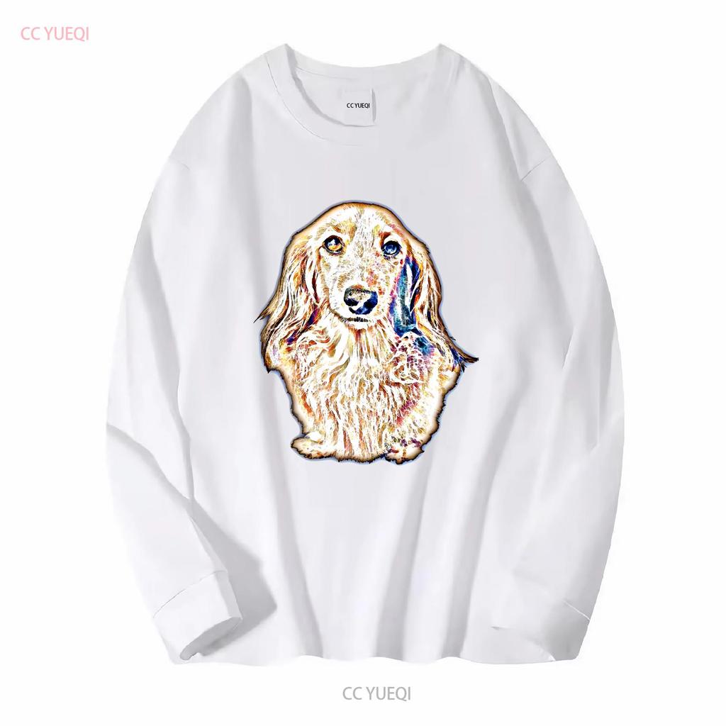 NEW LIMITED Long Hair Dachshund Cute Doxie Wiener Dog Lover T Shirt vintage Washed homme streetwear Casual Stylish Soft