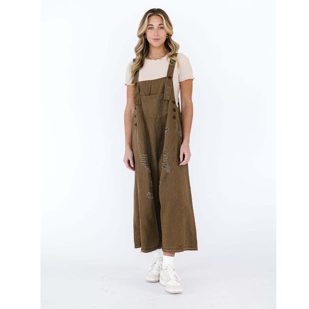 Retro Women Denim Bib Overalls Ripped Baggy Jean Jumpsuit Romper Pants with Pockets for Streetwear