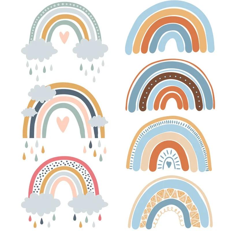 2Pcs Self-adhesive Paper Art Mural Home Decoration Wallpaper Rainbow Paradise Children's Room Wall Sticker PVC