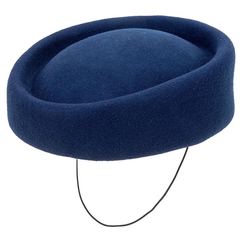 Professioneller Woll-Flugbegleiterhut Traditionelle Flugbegleiterkappe für Damen Uniformpassendes Accessoire Kopfbedeckung