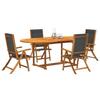 VidaXL 5pcs Garden Dining Set Solid Acacia Wood Textilene, Outdoor Dining Set, Room Furniture 3279258