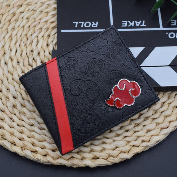 Naruto Sasuke Akatsuki organization red cloud cartoon wallet pu men's wallet card holder passport cover luxury birthday gift