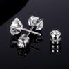 G23 Titanium Alloy Double Diamond Stud Earrings with Four-Prong Setting, 5A Zirconia, for Cartilage Piercing.