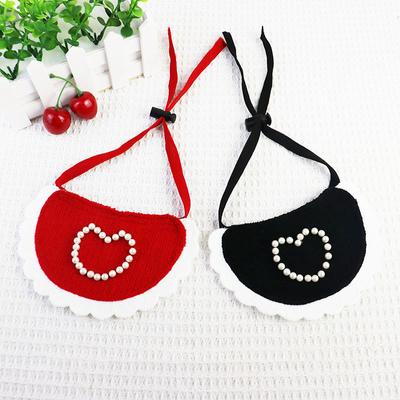 INS Pearl Embroidery Pet Drool Scarf Cute Cat Scarf Love Pearl Bib Dog Scarfs Dog Bow Tie Dog Grooming Accessories