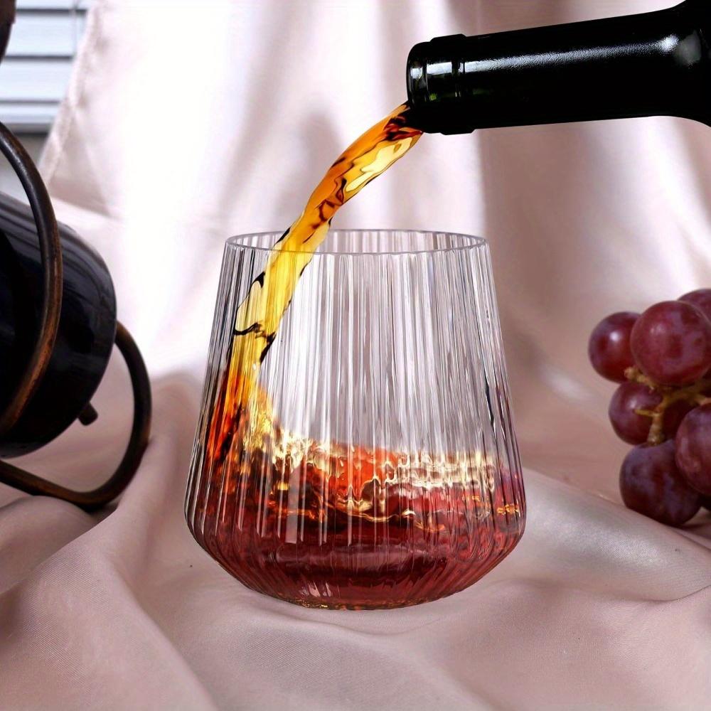 24pcs Plastic Ribbed Wine Glasses Origami Disposable Wine Glasses Unbreakable Clear Plastic Cocktail Glasses Plastic Wine Champagne Whiskey Glasses
