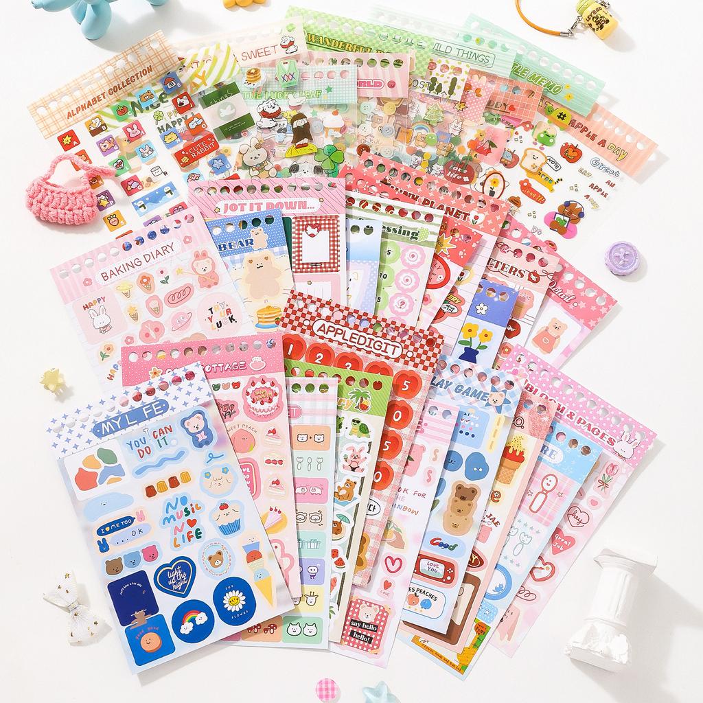 32pcs/1lot kawaii Stationery Sticker Cute die-cutting junk journal Decorative Scrapbooking DIY Craft Sticker