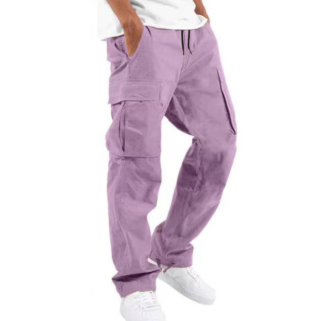 Salopette pour hommes cordon de serrage multi-poches pantalons décontractés pantalons de randonnée pantalons en sergé de coton