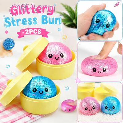 2er-Pack Kleines Glitzer-Simulations-Dampfbrötchen-Spielzeug - Stressspielzeug für Erwachsene und Kinder