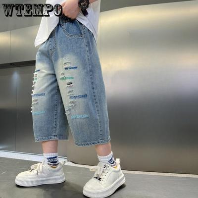 Chłopięca Odzież Wierzchnia Letnia Cienka Krótkie Jeansy Lekka Luźna Codzienna Personalizowana i Modna