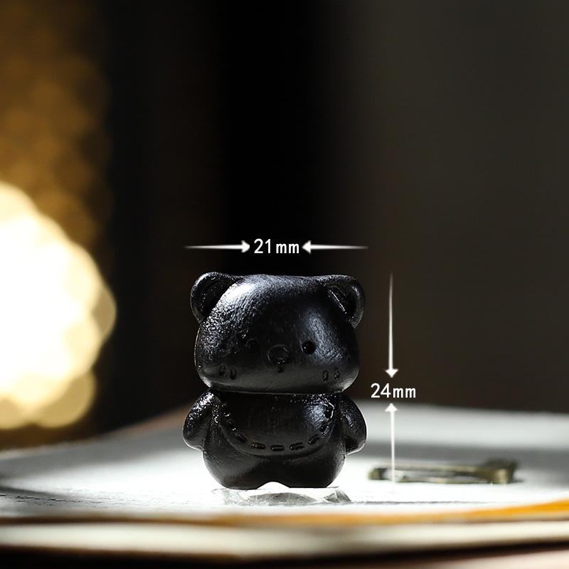 Ebony Chubby Bear Cartoon Pendant Charm - Handmade DIY Phone Chain Accessory.
