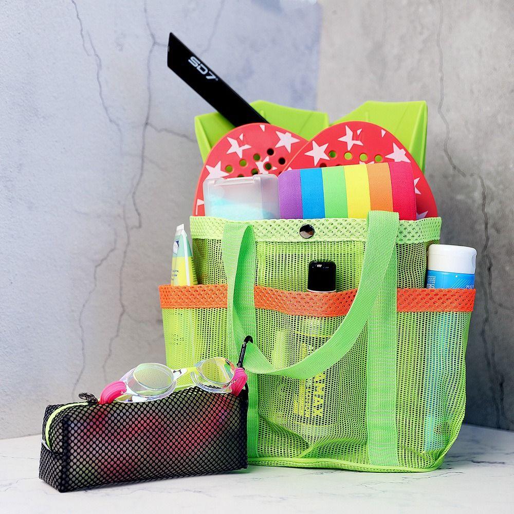 

Large Capacity Mesh Beach Storage Bag Foldable Mesh Toiletry Bag Wash Storage Bag Children світло-синій колір