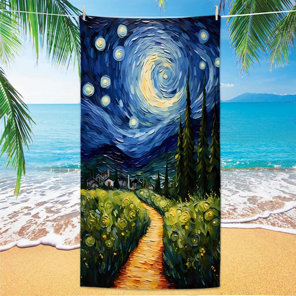 Van Gogh Beach Towel - Quick Dry Anti Sand, Lightweight Microfiber for Swim, Yoga, Travel, Gym