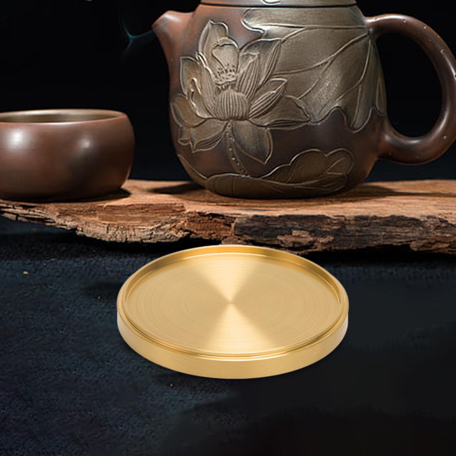 

Metal Brass Coaster Copper Round Cup Heat Insulation Coaster for Home Counters Kitchen Tea Cup Mats Round Nonslip Copper Decor